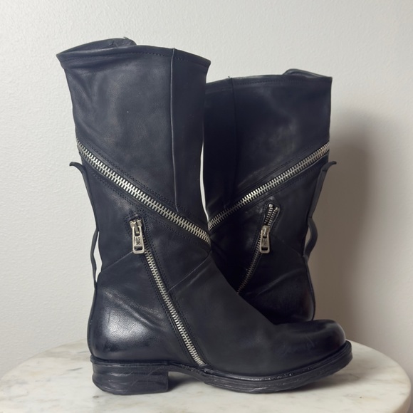 A.S.98 Siggs Mid Size Leather Boot Zipper Black Size 8 Women NWOT - Picture 12 of 13